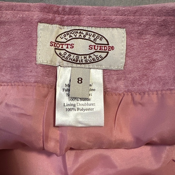 Boho Chic Suede Skirt Skotts Pink Size 8 Washable Midi NWT Western Cowgirl 90s - Picture 5 of 9